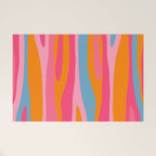 Colorful Eclectic Abstract Wild Stripes Pattern in Pink Orange Blue Welcome Mat Gallery Image 1