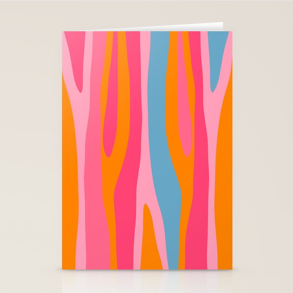 Colorful Eclectic Abstract Wild Stripes Pattern in Pink Orange Blue Stationery Card Gallery Image 2
