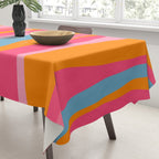 Colorful Eclectic Abstract Wild Stripes Pattern in Pink Orange Blue Tablecloth Gallery Image 3