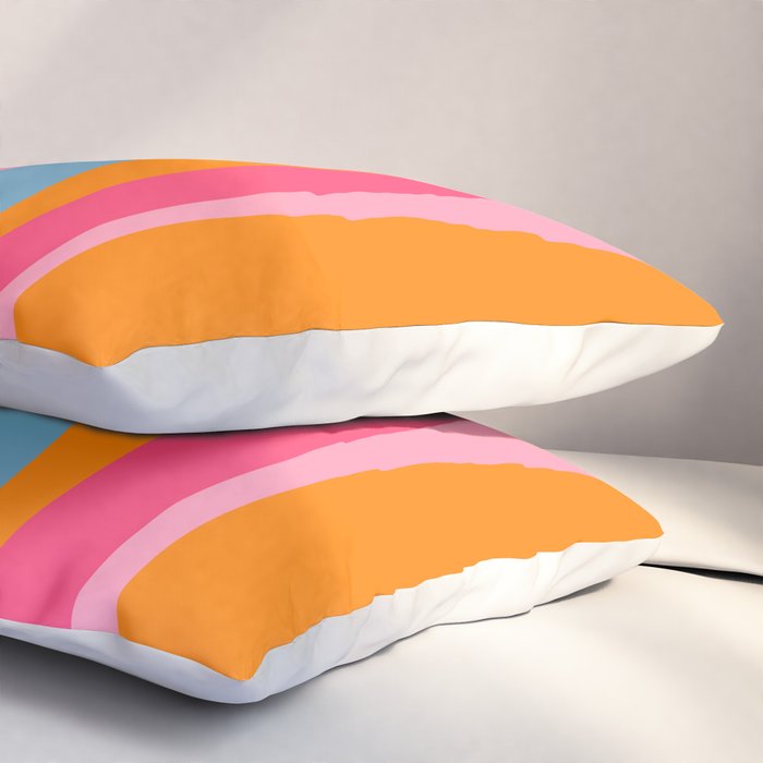Colorful Eclectic Abstract Wild Stripes Pattern in Pink Orange Blue Pillow Sham Gallery Image 3
