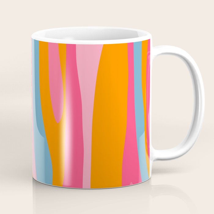 Colorful Eclectic Abstract Wild Stripes Pattern in Pink Orange Blue Coffee Mug Gallery Image 1