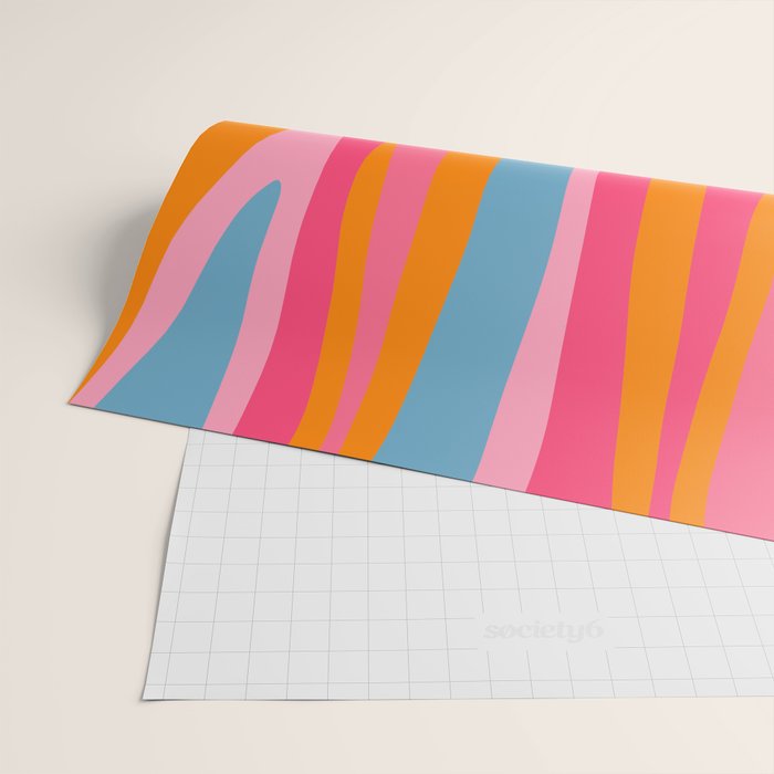 Colorful Eclectic Abstract Wild Stripes Pattern in Pink Orange Blue Wrapping Paper Gallery Image 2