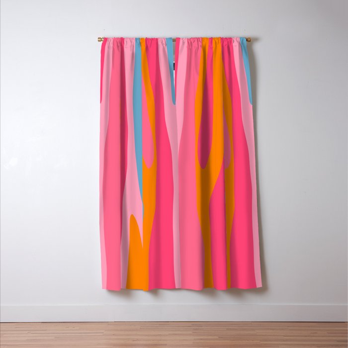 Colorful Eclectic Abstract Wild Stripes Pattern in Pink Orange Blue Window Curtain Gallery Image 3