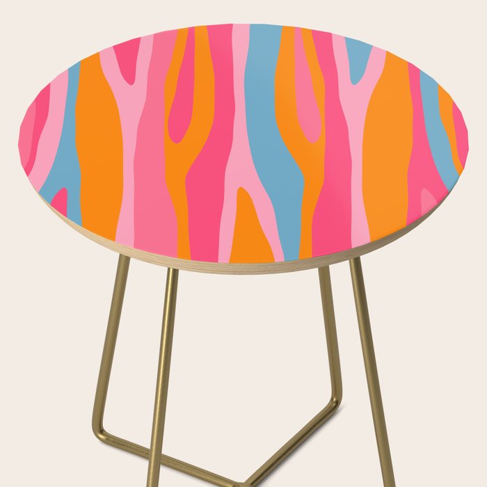Colorful Eclectic Abstract Wild Stripes Pattern in Pink Orange Blue Side Table Gallery Image 2