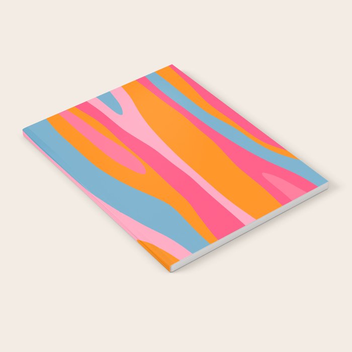 Colorful Eclectic Abstract Wild Stripes Pattern in Pink Orange Blue Notebook Gallery Image 1