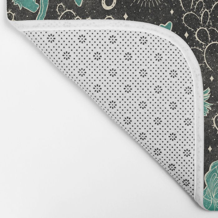 Cowboys and Cacti - black and dark turquoise  Bath Mat Gallery Image 2