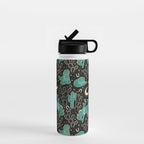 Cowboys and Cacti - black and dark turquoise  Water Bottle Gallery Image 1