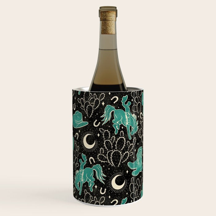 Cowboys and Cacti - black and dark turquoise  Wine Chiller Gallery Image 3