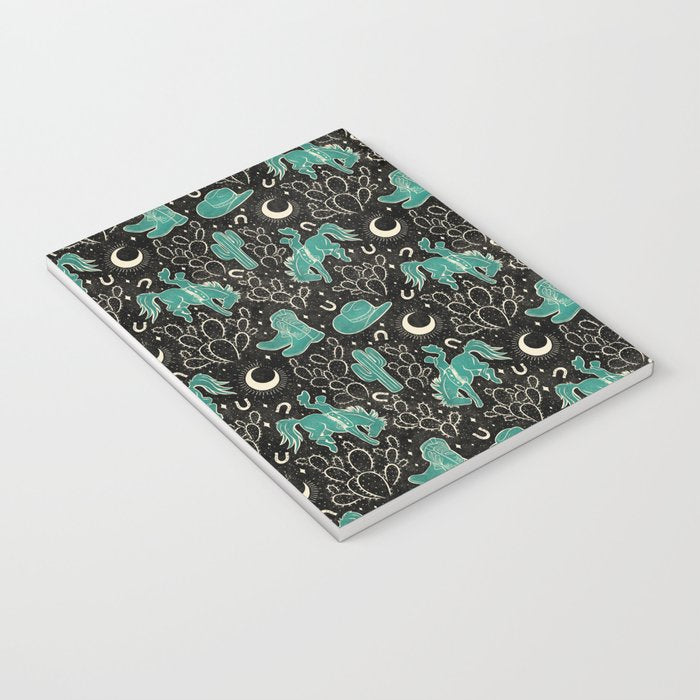 Cowboys and Cacti - black and dark turquoise  Notebook Gallery Image 3