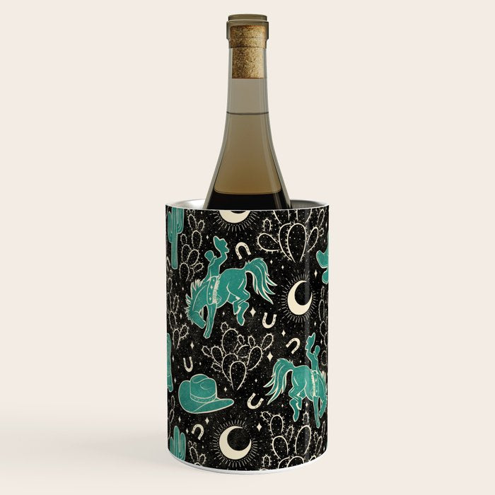 Cowboys and Cacti - black and dark turquoise  Wine Chiller Gallery Image 2