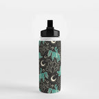 Cowboys and Cacti - black and dark turquoise  Water Bottle Gallery Image 2