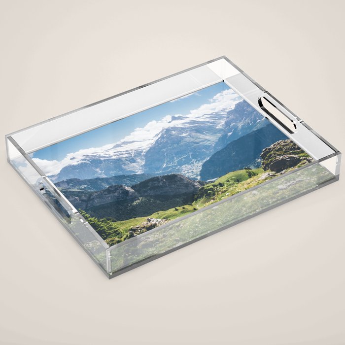 Swiss Alps Summer Landscape - Nature Photography - Jungfrau Mountain Peak Acrylic Tray Gallery Image 1