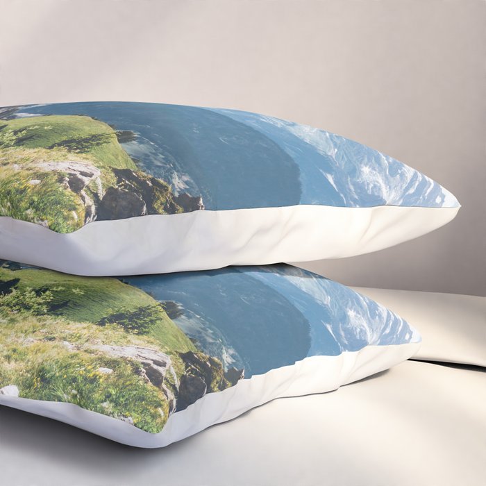 Swiss Alps Summer Landscape - Nature Photography - Jungfrau Mountain Peak Pillow Sham Gallery Image 3