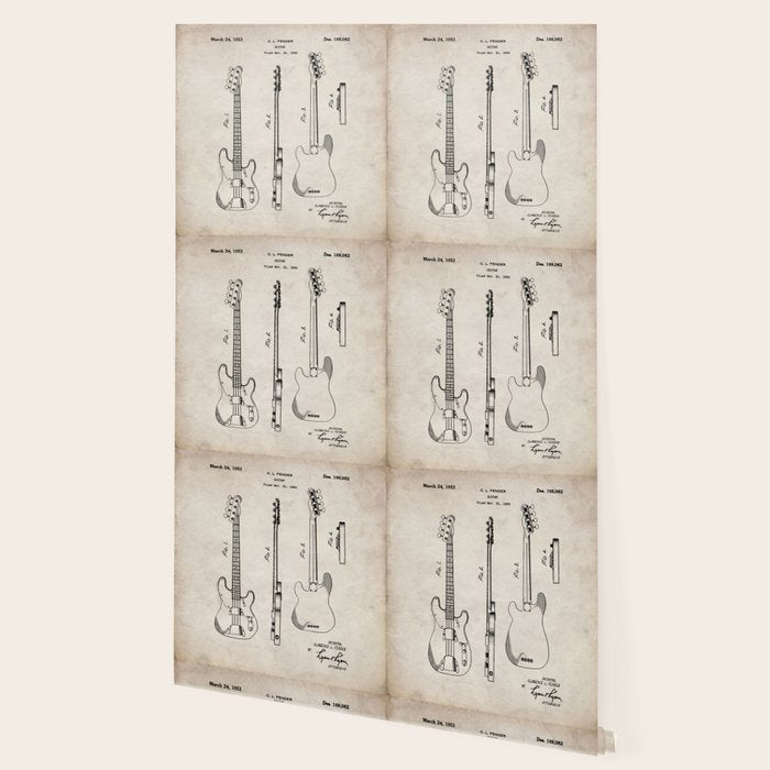 Bass Guitar Patent - Bass Guitarist Art - Antique Wallpaper Gallery Image 2