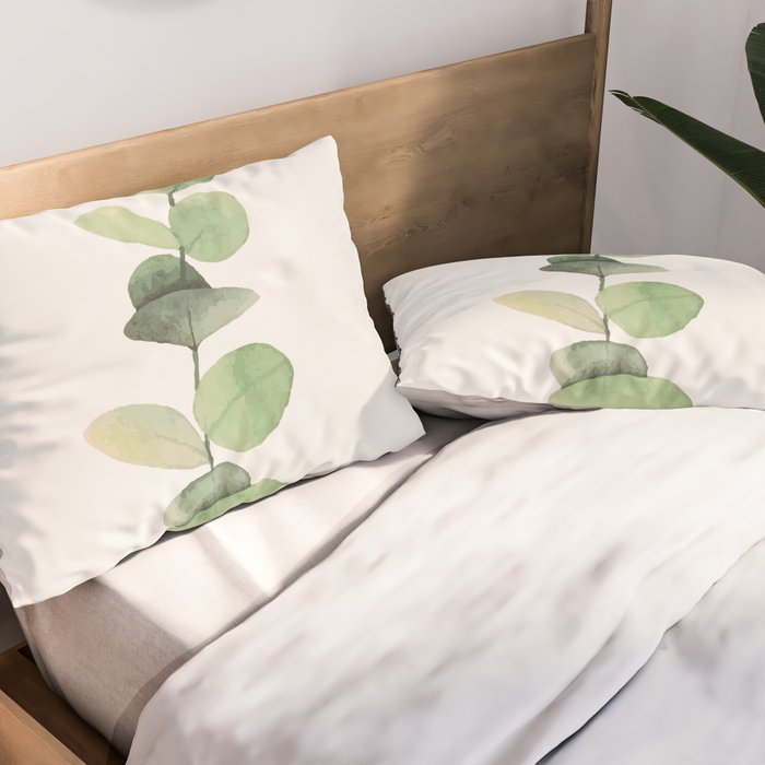 Watercolor Eucalyptus Branch Pillow Sham Gallery Image 2