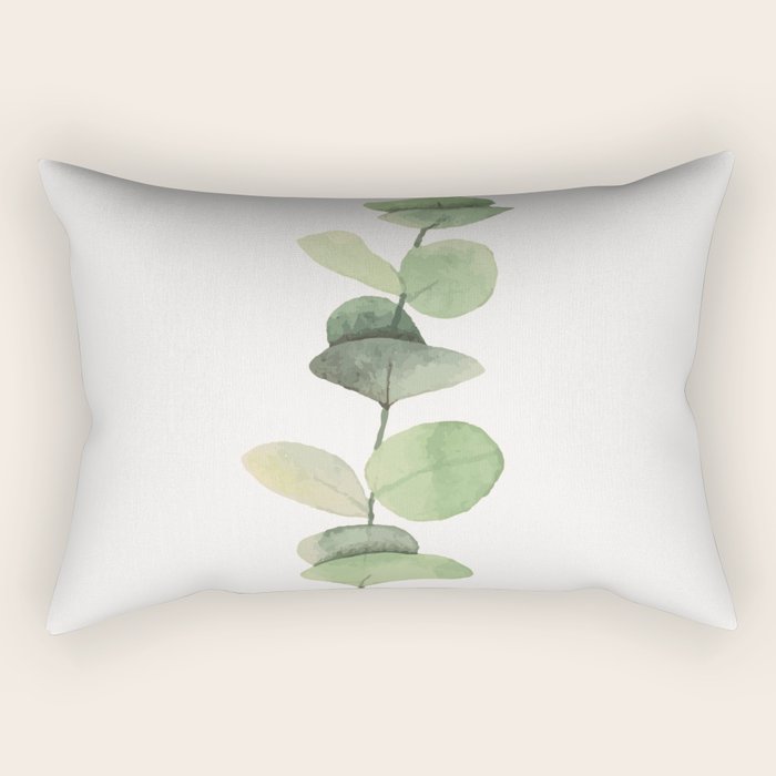 Watercolor Eucalyptus Branch Rectangular Pillow Gallery Image 2