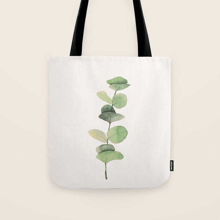 Watercolor Eucalyptus Branch Tote Bag Gallery Image 1