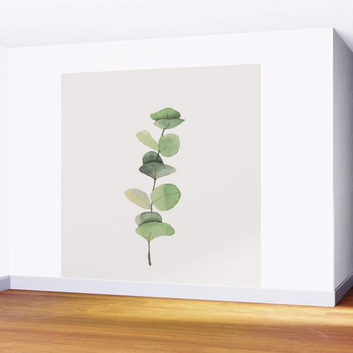 Watercolor Eucalyptus Branch Wall Mural Gallery Image 2