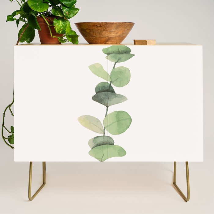 Watercolor Eucalyptus Branch Credenza Gallery Image 1