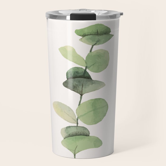 Watercolor Eucalyptus Branch Travel Mug Gallery Image 1