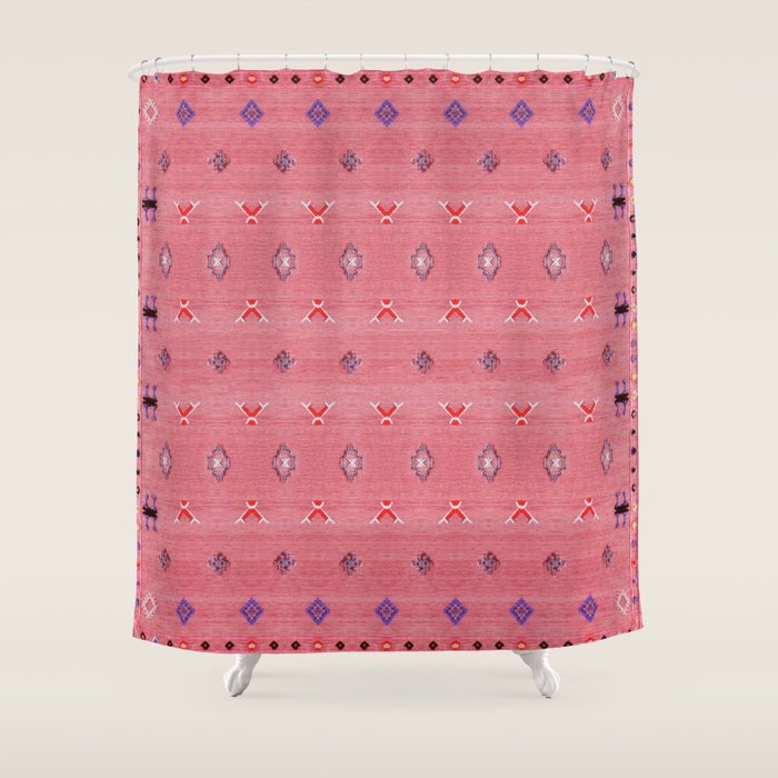 Lovely Pink Oriental Traditional Moroccan Handmade Printable Style  Shower Curtain Gallery Image 1