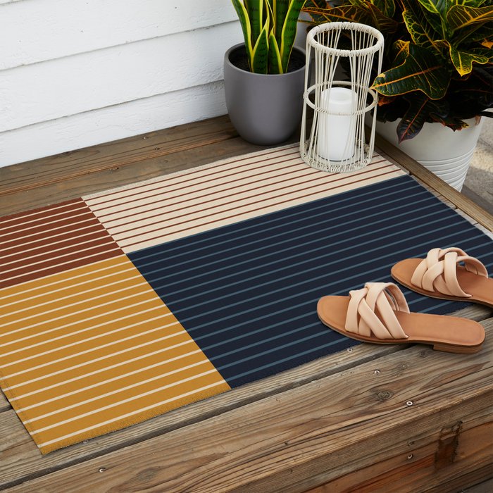 Color Block Line Abstract XIII Outdoor Rug Gallery Image 2