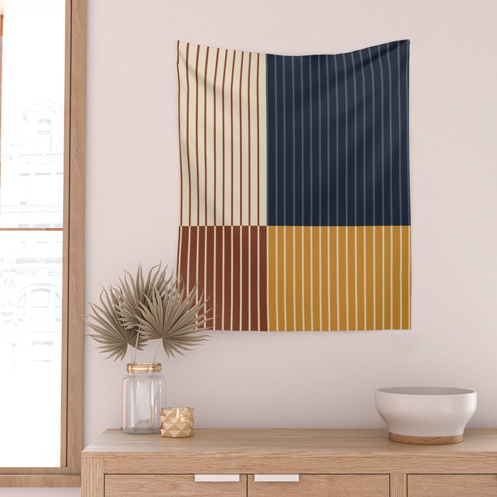 Color Block Line Abstract XIII Wall Tapestry Gallery Image 2
