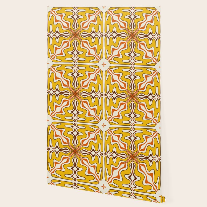Murcia Retro Spanish Tile Pattern Mustard Yellow Brown Orange Cream 2 Wallpaper Gallery Image 2