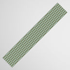 Checkerboard Check Checked Pattern in Vintage Olive Green and Pale Celadon Teal Blue Table Runner Gallery Image 3