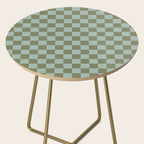 Checkerboard Check Checked Pattern in Vintage Olive Green and Pale Celadon Teal Blue Side Table Gallery Image 2