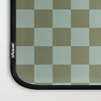 Checkerboard Check Checked Pattern in Vintage Olive Green and Pale Celadon Teal Blue Laptop Sleeve Gallery Image 3