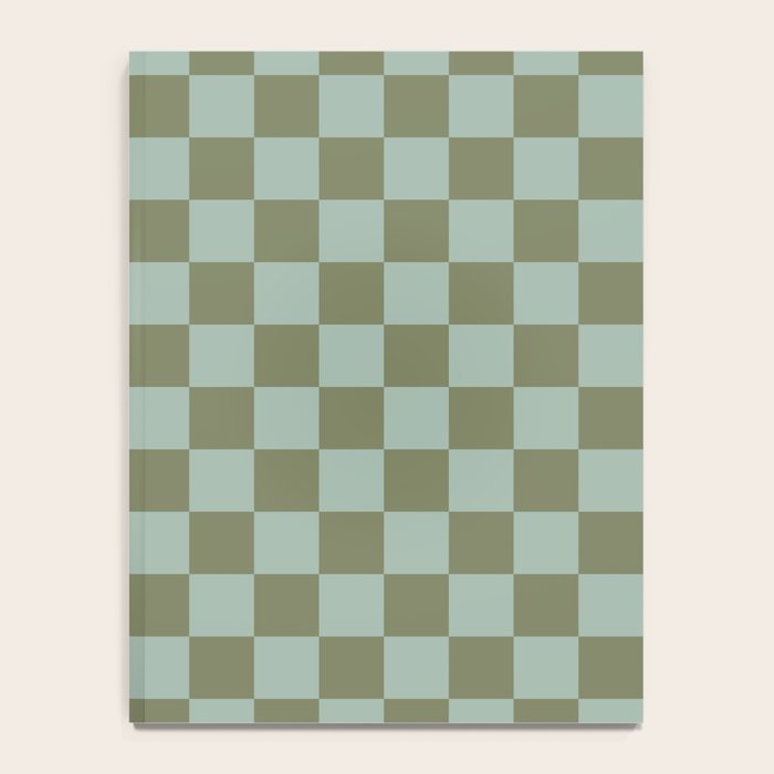Checkerboard Check Checked Pattern in Vintage Olive Green and Pale Celadon Teal Blue Notebook Gallery Image 4
