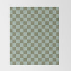 Checkerboard Check Checked Pattern in Vintage Olive Green and Pale Celadon Teal Blue Throw Blanket Gallery Image 2