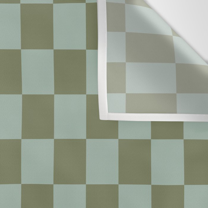 Checkerboard Check Checked Pattern in Vintage Olive Green and Pale Celadon Teal Blue Wall Tapestry Gallery Image 3