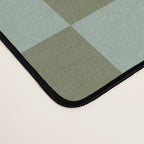 Checkerboard Check Checked Pattern in Vintage Olive Green and Pale Celadon Teal Blue Desk Mat Gallery Image 4