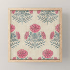 Marigold - pink and teal on linen Mini Art Print Gallery Image 1