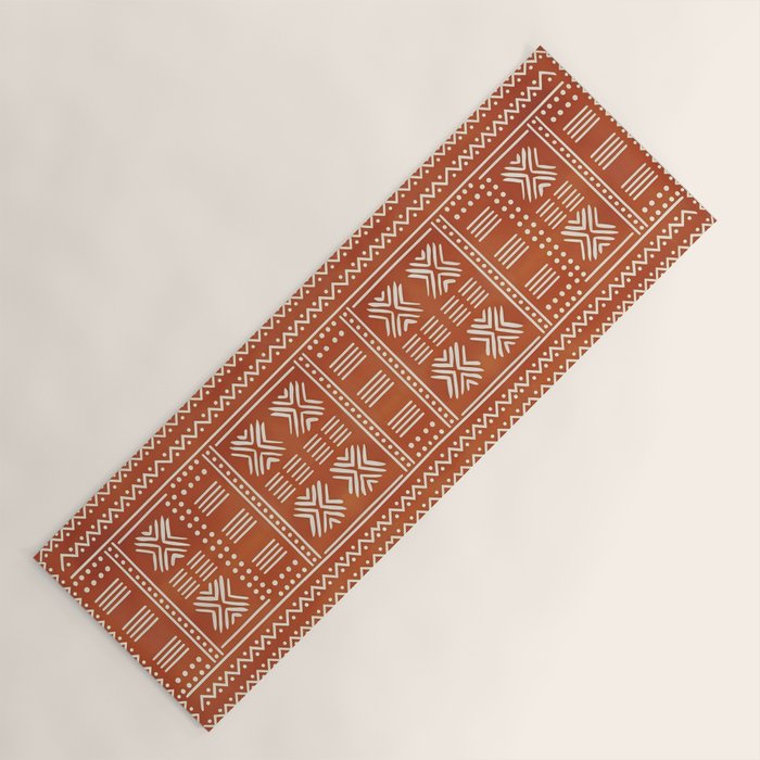 Geometric Tribal Pattern on Terracotta Yoga Mat Gallery Image 1