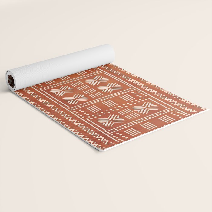 Geometric Tribal Pattern on Terracotta Yoga Mat Gallery Image 2