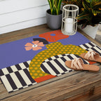 mid century modern bloom shapes Outdoor Rug Gallery Image 2