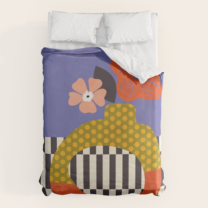 mid century modern bloom shapes Duvet Cover Gallery Image 1