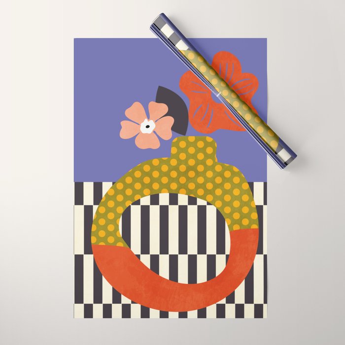 mid century modern bloom shapes Wrapping Paper Gallery Image 1
