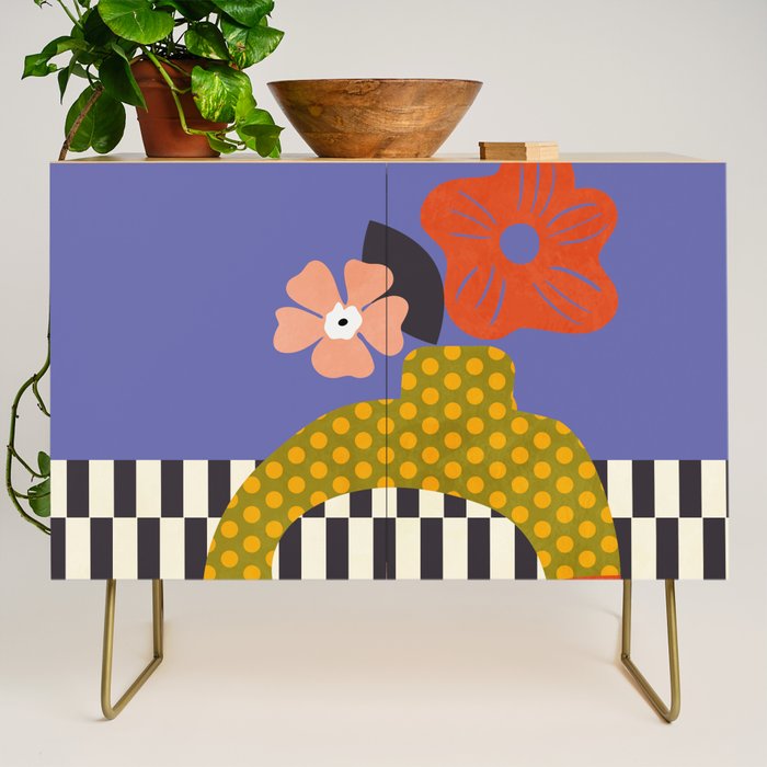 mid century modern bloom shapes Credenza Gallery Image 1