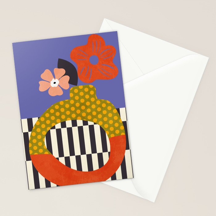 mid century modern bloom shapes Stationery Card Gallery Image 2