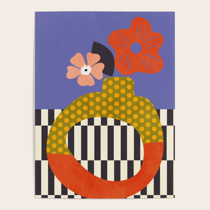 mid century modern bloom shapes Poster Gallery Image 1