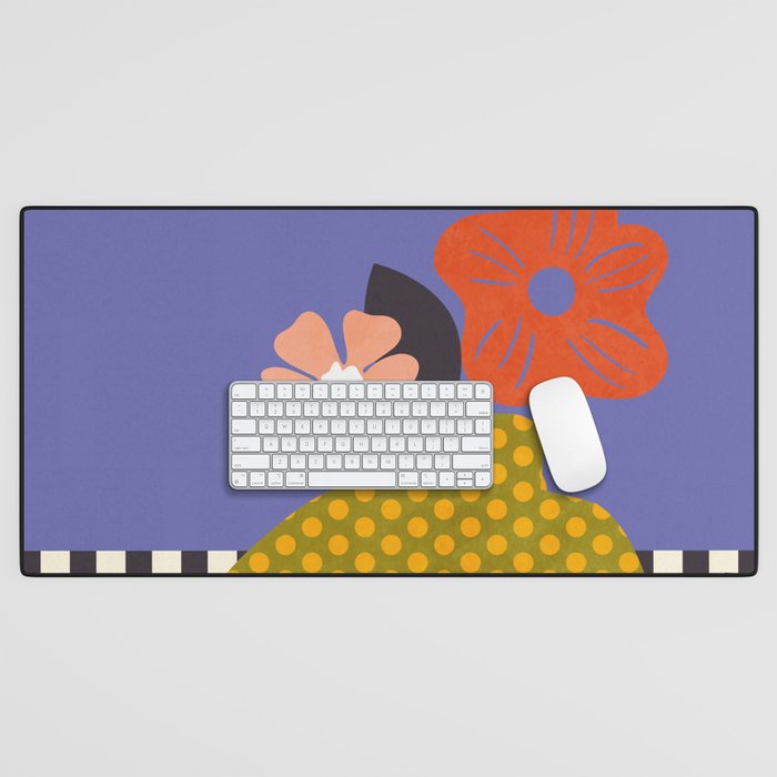 mid century modern bloom shapes Desk Mat Gallery Image 1