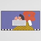 mid century modern bloom shapes Desk Mat Gallery Image 1