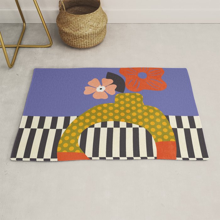 mid century modern bloom shapes Rug Gallery Image 1