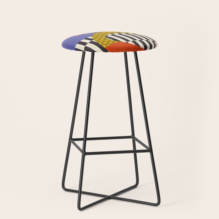 mid century modern bloom shapes Stool Gallery Image 1