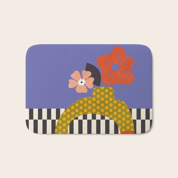 mid century modern bloom shapes Bath Mat Gallery Image 1