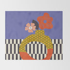 mid century modern bloom shapes Throw Blanket Gallery Image 2
